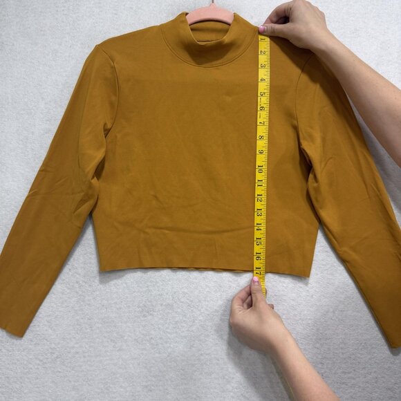 Nike Yoga Dri-FIT Shirt Womens Small Brown Mock Neck Long Sleeve Stretch Top - Picture 2 of 8